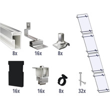 Montageset für 4 PV-Module (1x4) auf Schrägdach/Ziegeldach inkl. 8x Montageschiene 1200 mm-thumb-0