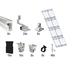 Montageset für 8 PV-Module (2x4) auf Schrägdach/Ziegeldach inkl. 8x Montageschiene 2400 mm-thumb-0