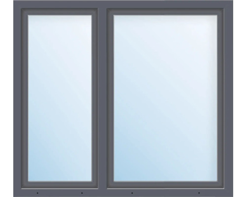 ARON Basic+ Kunststofffenster 2 Flügelig (Dreh-Kipp/Dreh-Kipp) asymetrisch Links mit festem Pfosten ESG 100x160 cm RAL 7016 anthrazitgrau (Förderfähig)