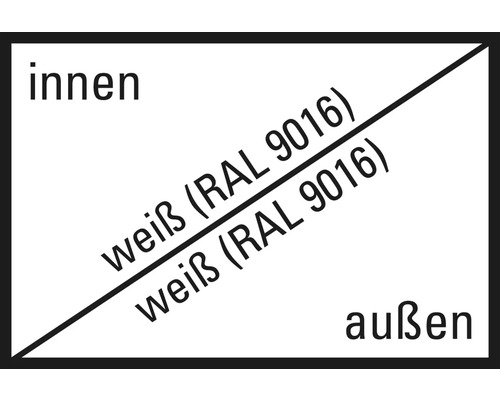 Symbol showing white RAL 9016 paint for interior and exterior use