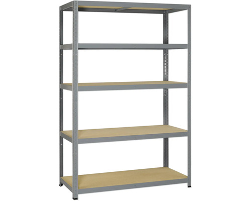 Schwerlast Steckregal Strong 265 grau 196x100x50 cm 5 Holzböden Tragkraft 1325 kg Regal mit fünf Böden für Lagerung