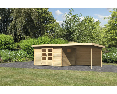 Gartenhaus Karibu Tossens 4 inkl. Anbaudach mit Rückwand 3,3 m 614,5 x 333 cm natur Gartenhaus Karibu Tossens 4 inkl. Anbaudach mit Rückwand 3,3 m 614,5 x 333 cm natur