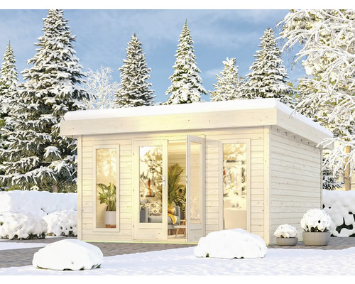 Gartenhaus Karibu Northa inkl. Fußboden 440 x 442 cm natur