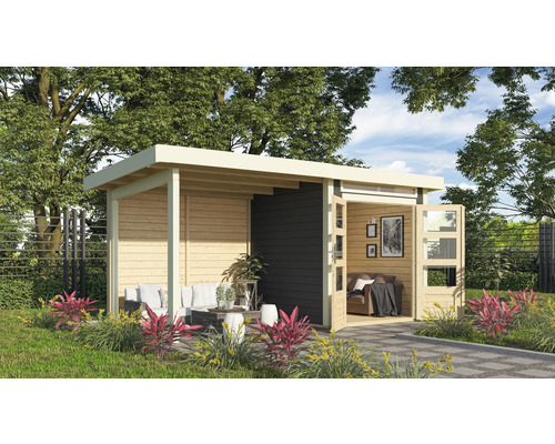 Gartenhaus Karibu Skandi 1 inkl. Anbaudach mit Rückwand 2,35 m 451,5 x 232 cm terragrau Gartenhaus Karibu Skandi 1 inkl. Anbaudach mit Rückwand 2,35 m 451,5 x 232 cm terragrau