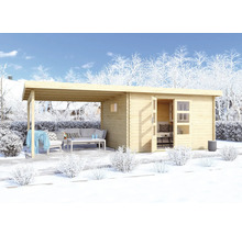 Gartenhaus Karibu Tossens 4 inkl. Anbaudach 3,3 m 614,5 x 333 cm natur