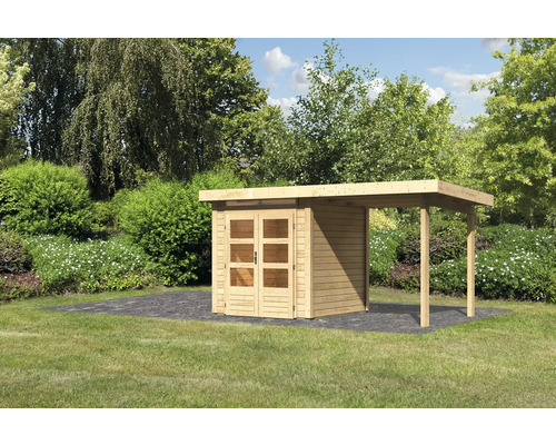 Gartenhaus Karibu Skandi 1 inkl. Anbaudach 2,35 m 451,5 x 232 cm natur