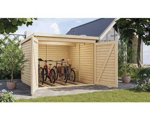 Fahrradgarage Karibu 4 212,5 x 216,5 cm natur