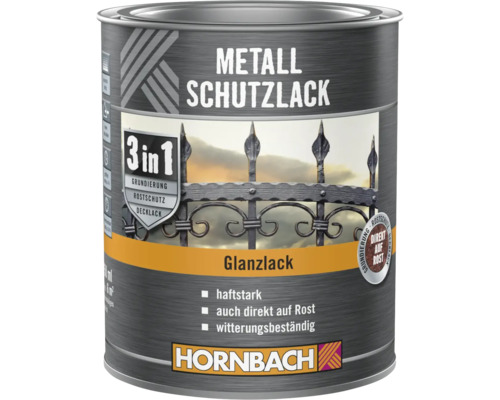 HORNBACH Metallschutzlack 3in1 glänzend schwarz 750 ml