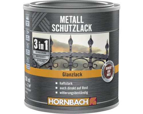 HORNBACH Metallschutzlack 3in1 glänzend lichtgrau 250 ml