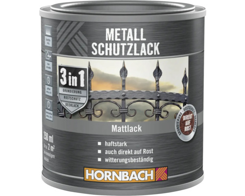 HORNBACH Metallschutzlack 3in1 matt silbergrau 250 ml Dose Metallschutzlack 3 in 1 Grundierung, Rostschutz und Decklack von Hornbach