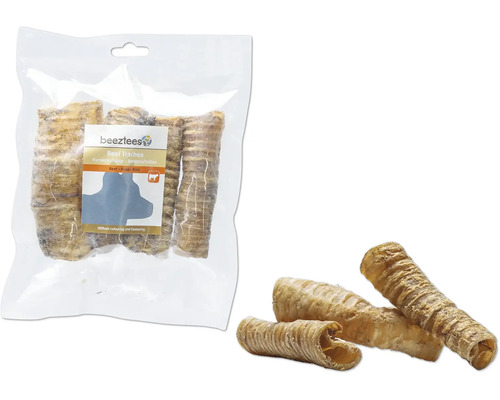 Beetztees Rindertrachea Hundesnack in Verpackung und lose