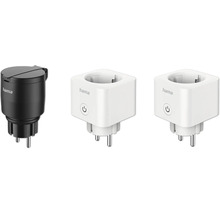 Drei Hama Smart Home Steckdosen für den Innen- und Außenbereich