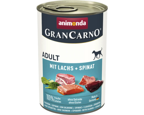 Hundefutter nass animonda Gran Carno Adult mit Lachs und Spinat 400 g