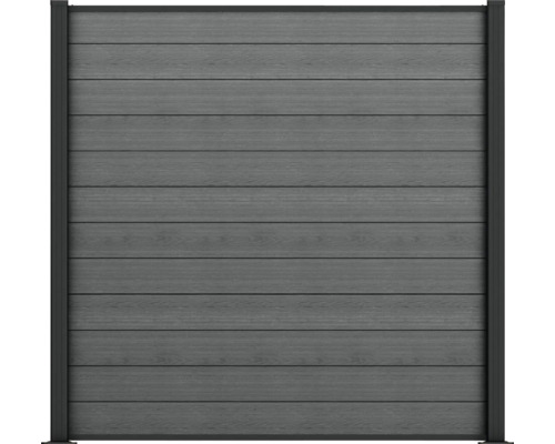 WPC-Zaunelement mit horizontalen Brettern und Rahmen