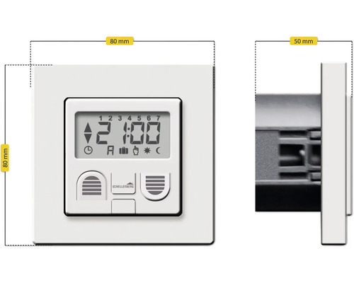 Schellenberg Zeitschaltuhr zur Steuerung von Rollläden, Abmessungen 80 mal 80 Millimeter, Tiefe 50 Millimeter