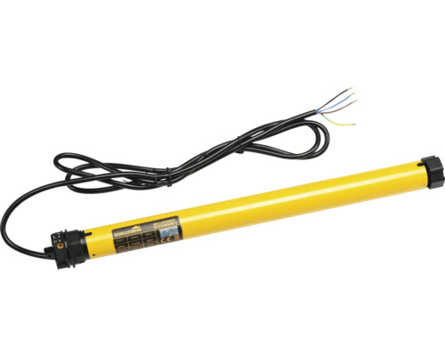 Gelber Schellenberg Rohrmotor mit schwarzem Kabel