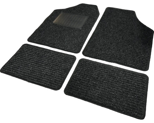 Set aus vier schwarzen Autoritzmatten mit gerippter Oberfläche