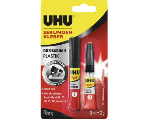 UHU Sekundenkleber Plastik 2 g + 3 ml