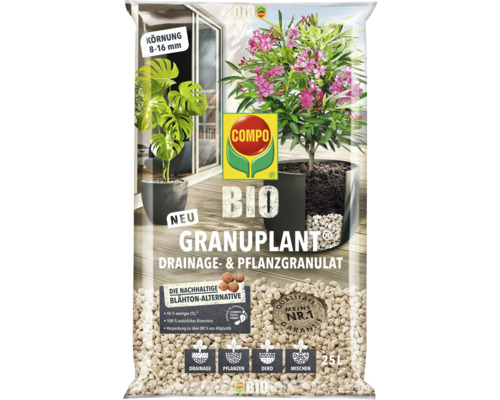 Sack COMPO Bio Granuplant Drainage und Pflanzgranulat mit Pflanzen