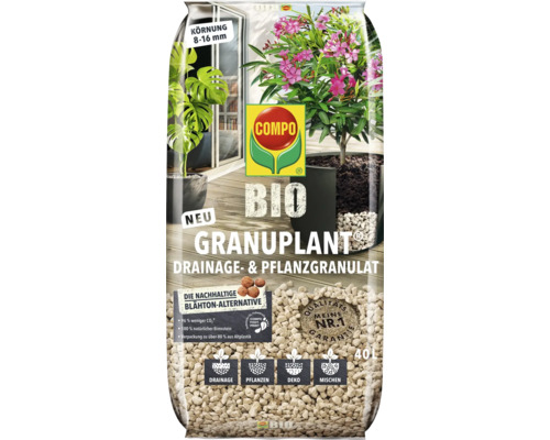 Granuplant Drainage- & Pflanzgranulat COMPO BIO 40 L 100% natürlicher Bimsstein nachhaltige Blähton Alternative