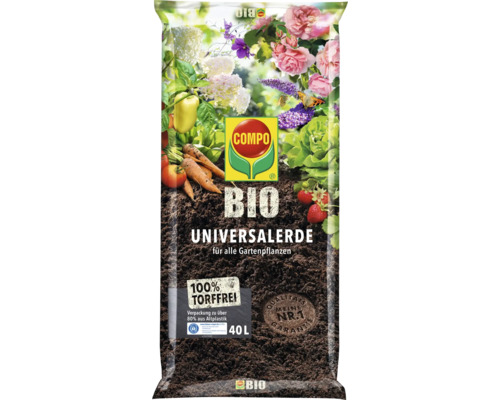 Compo Bio Universalerde Sack mit Gemüse und Blumen