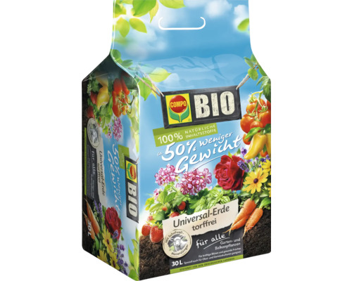 COMPO Bio Universal-Erde torffrei, 30 Liter Sack für Garten- und Balkonpflanzen
