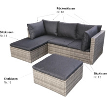 Gartensitzgruppe aus Rattan mit Polster