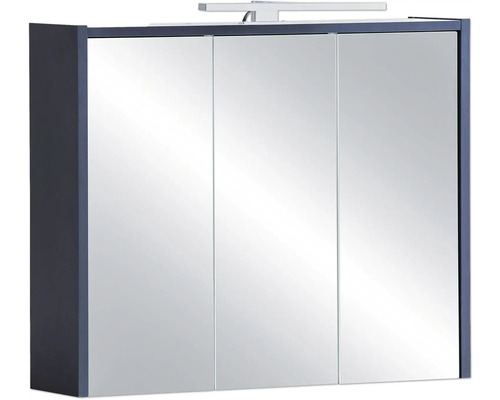 Spiegelschrank Lovis 74,5 x 16 x 62,7 cm nachtblau 3-türig LED