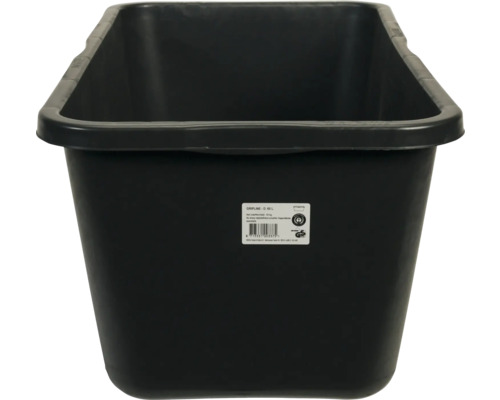 Schwarzer Mörtelkübel mit 65 Litern Fassungsvermögen