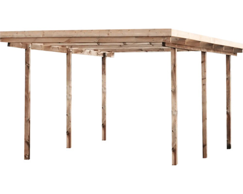 Holzcarport mit Pfosten und Dachkonstruktion
