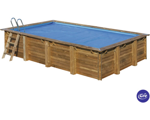 Holzpool mit Abdeckung und Leiter