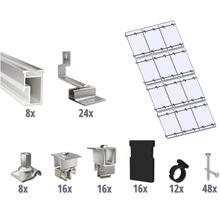 Montageset für 12 PV-Module (3x4) auf Schrägdach/Ziegeldach inkl. 8x Montageschiene 3650 mm-thumb-0