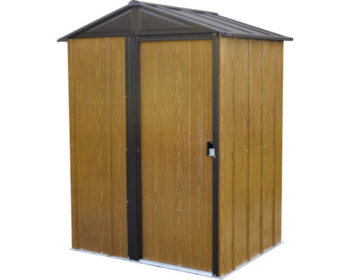 Gartenschrank aus Holz und Metall mit abschließbarer Tür