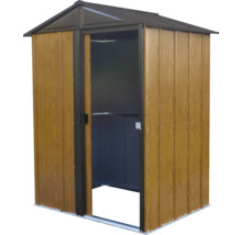 Gartenschrank mit Schiebetür aus Holzoptik und Metalldach