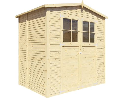 Holzgartenhaus mit Doppeltür und Fenstern