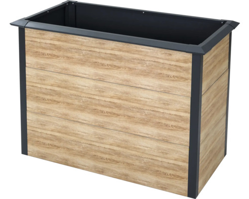 Rechteckiger Pflanzkasten mit Holzoptik und Rahmen