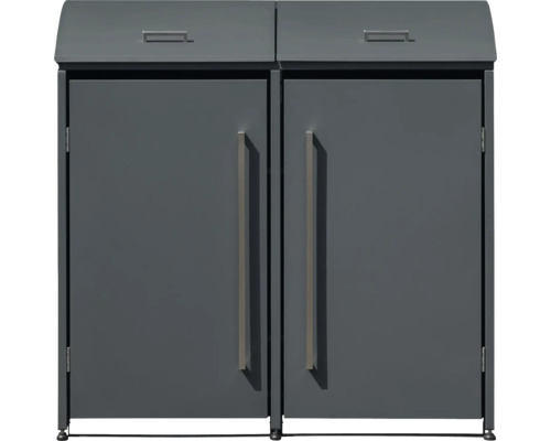 Grauer Mülltonnenbox Doppel für den Aussenbereich