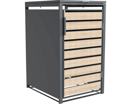 Mülltonnenbox WESTMANN Lacina 1 inkl. Gasdruckfedern 68 x 80 x 116 cm anthrazit-Holzoptik