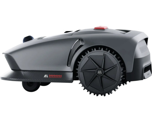 Mähroboter mit grobstolligen Rädern für unebenes Gelände