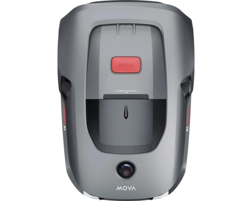 Mähroboter mit Stopptaste und Bedienelementen