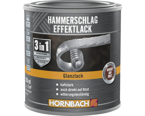 HORNBACH Hammerschlaglack Effektlack 3in1 glänzend silber 250 ml