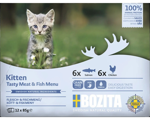 Bozita Kitten Nassfutter mit Fleisch und Fisch, 12er-Pack