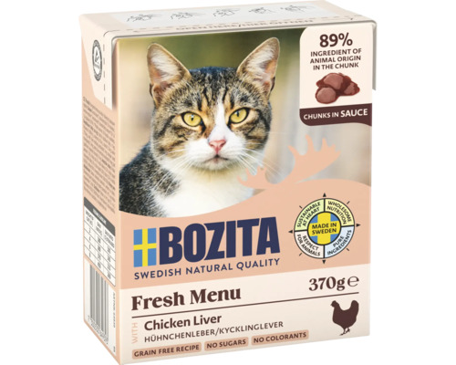 Bozita Fresh Menu Katzenfutter mit Hühnchenleber, 370 Gramm Packung