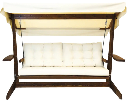 Gartenschaukel mit Sonnendach und Kissen aus Holz