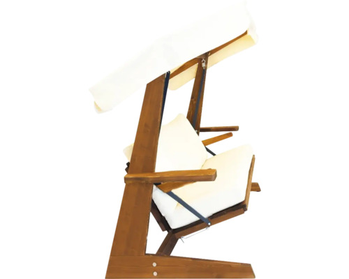 Holzschwebeliege mit Sonnendach und Polster