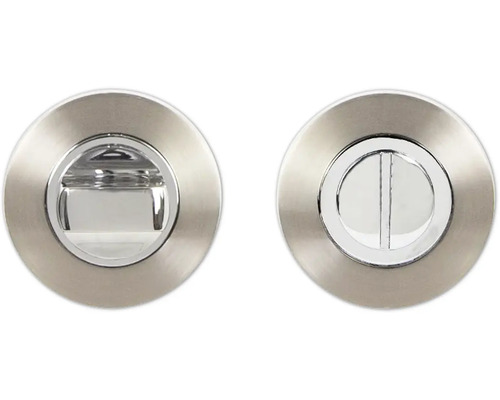 Rosettenpaar WC Edelstahl Bicolor Ø 52 mm Türbeschlag für Badezimmer und Toiletten mit Drehknopf