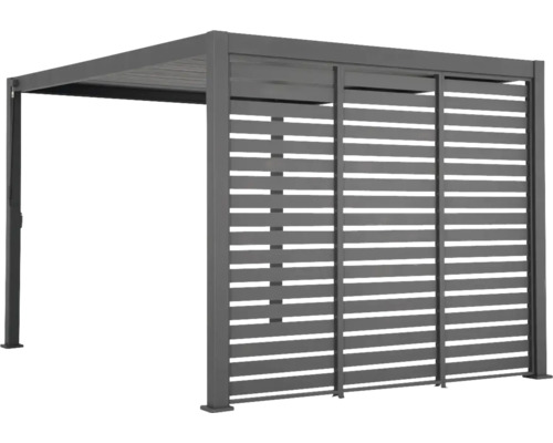 Graue Aluminium Pergola mit Lamellenwand für den Garten