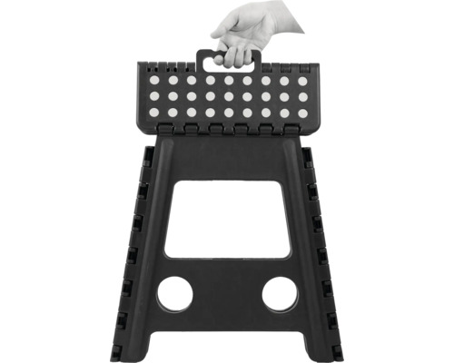 Zusammenklappbarer Tritthocker aus Kunststoff mit Tragegriff