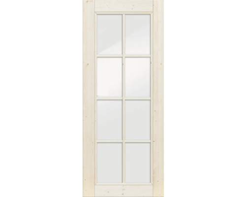 Holztür mit Glaseinsatz und acht Feldern