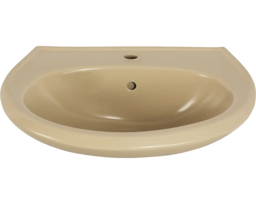 Waschbecken aus Keramik mit Hahnloch und Überlauf